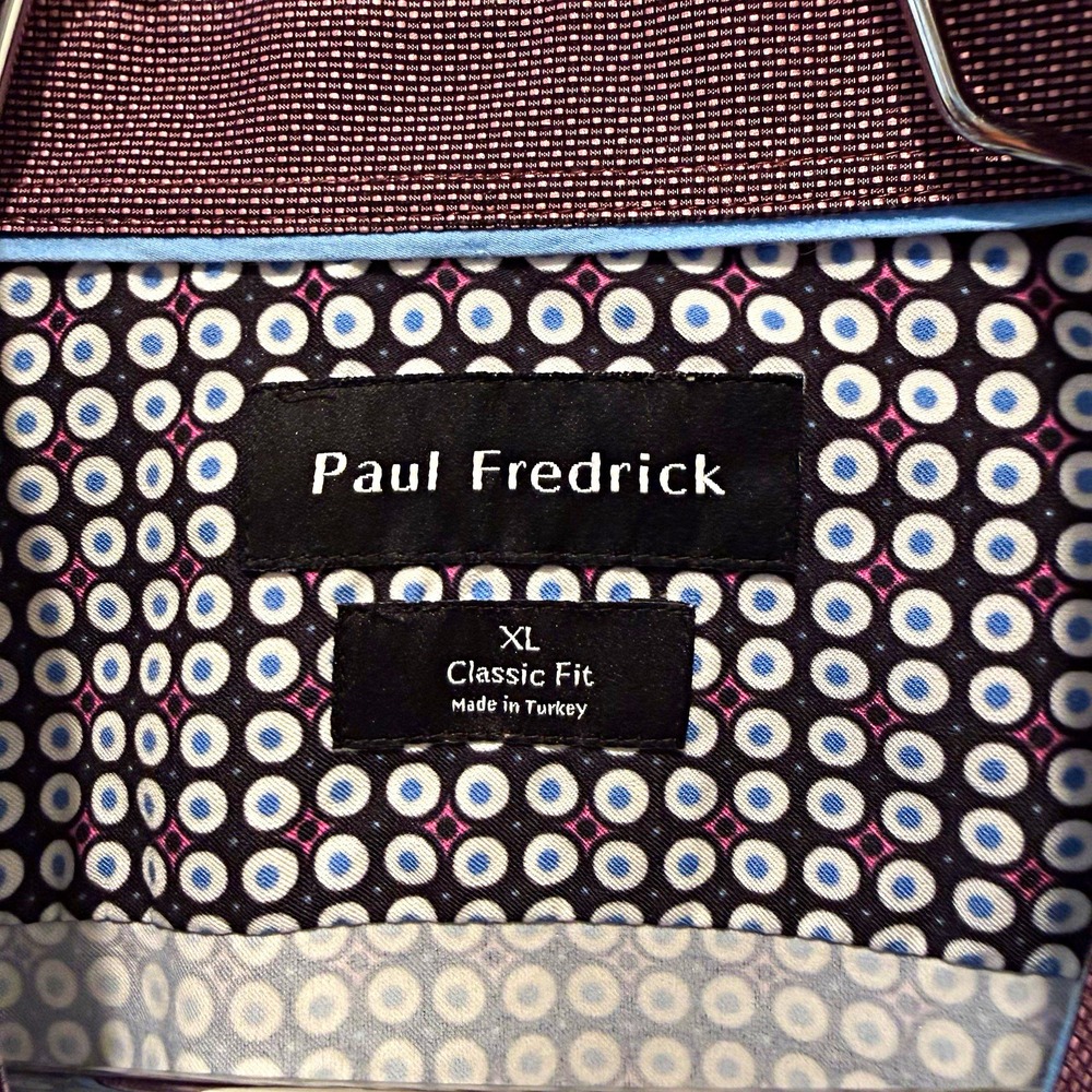 Paul Fredrick Mens XL Classic Fit Shirt Geometric Print Modal Long Sleeve Black